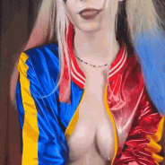 Naughty Babe in Harley Quinn Cosplay