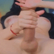 Naughty trans girls stroking her big stiff cock