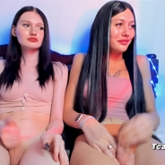 Two hot sissy trap jerking their small dick together