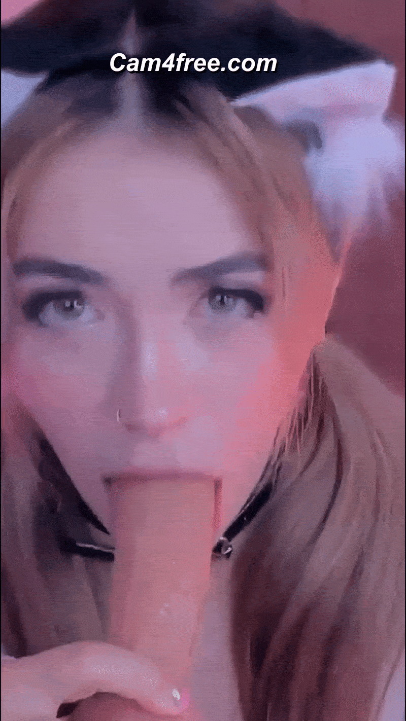 E-Girl Goes Wild Sucking Her Dildo with Ahegao Face Play