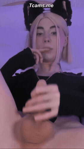 Stroking my hard trans dick slow and teasing you live